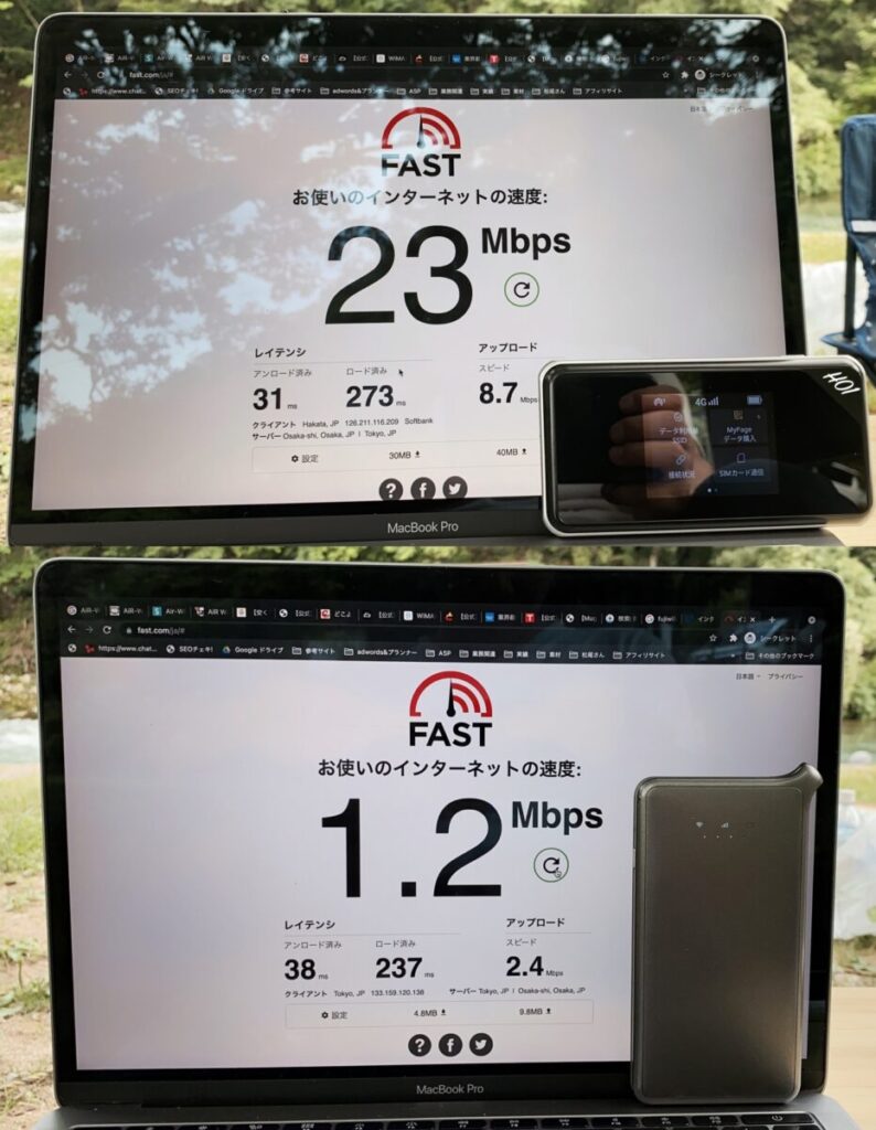 MUGEN WiFiの田舎での通信速度